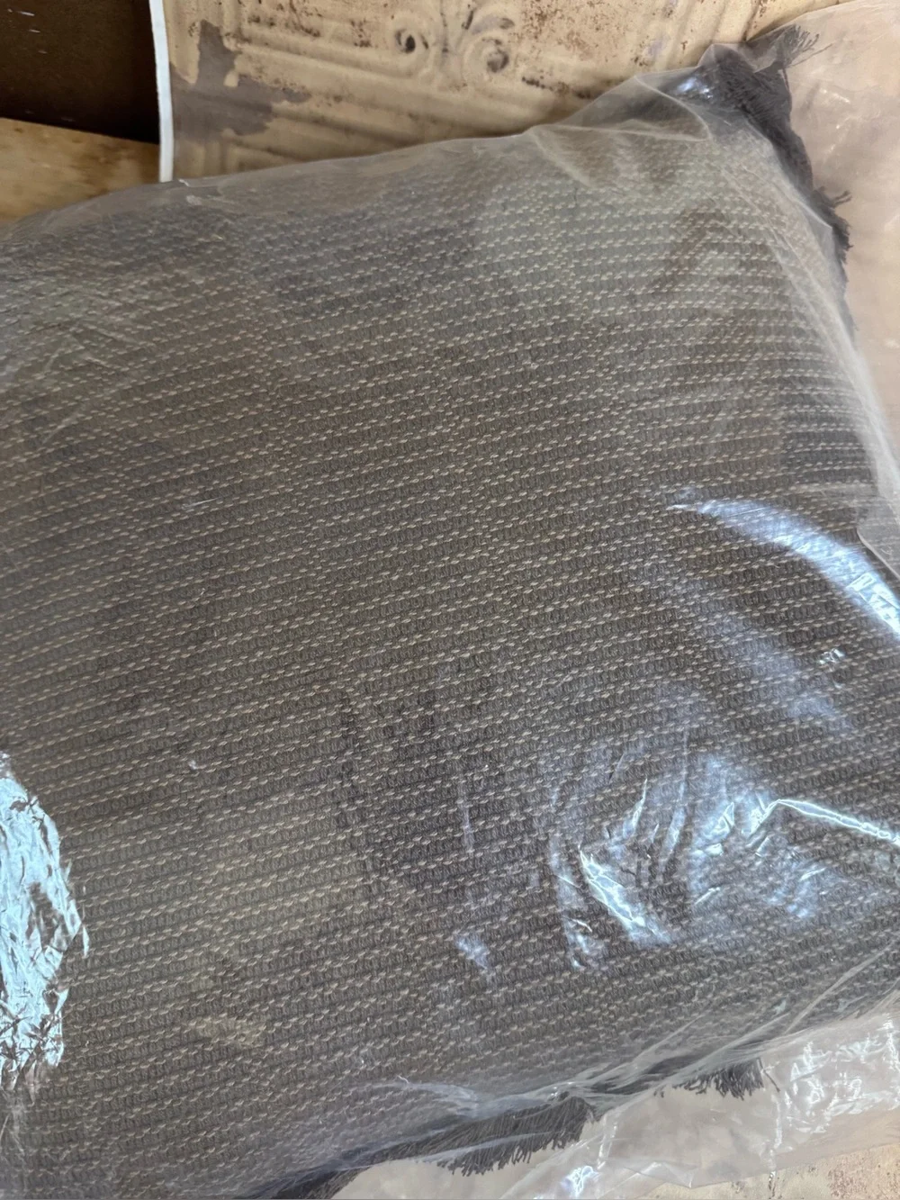Hearth & Hand Brown Woven Fringe Accent Pillow